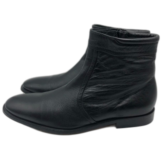 Vintage Broletto Men's Black Leather Ankle Boots Zip Side Size 8.5M Dress Casual - Picture 1 of 14